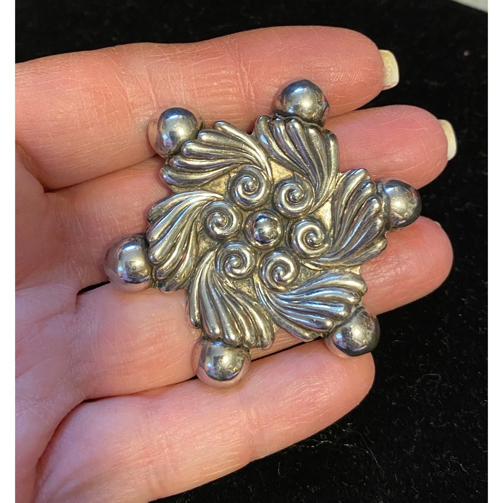 Vintage Sterling Silver Mexico Taxco Pin Flower Pinwheel